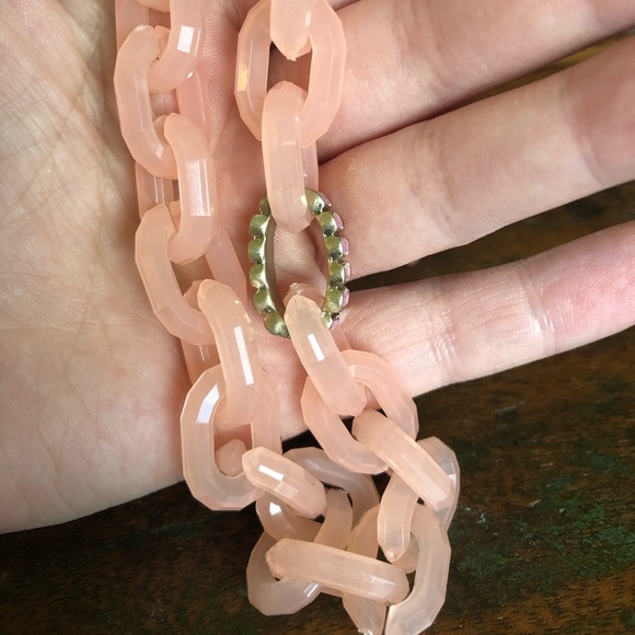 Pink and Gold Long Link Necklace - Picture 4 of 6